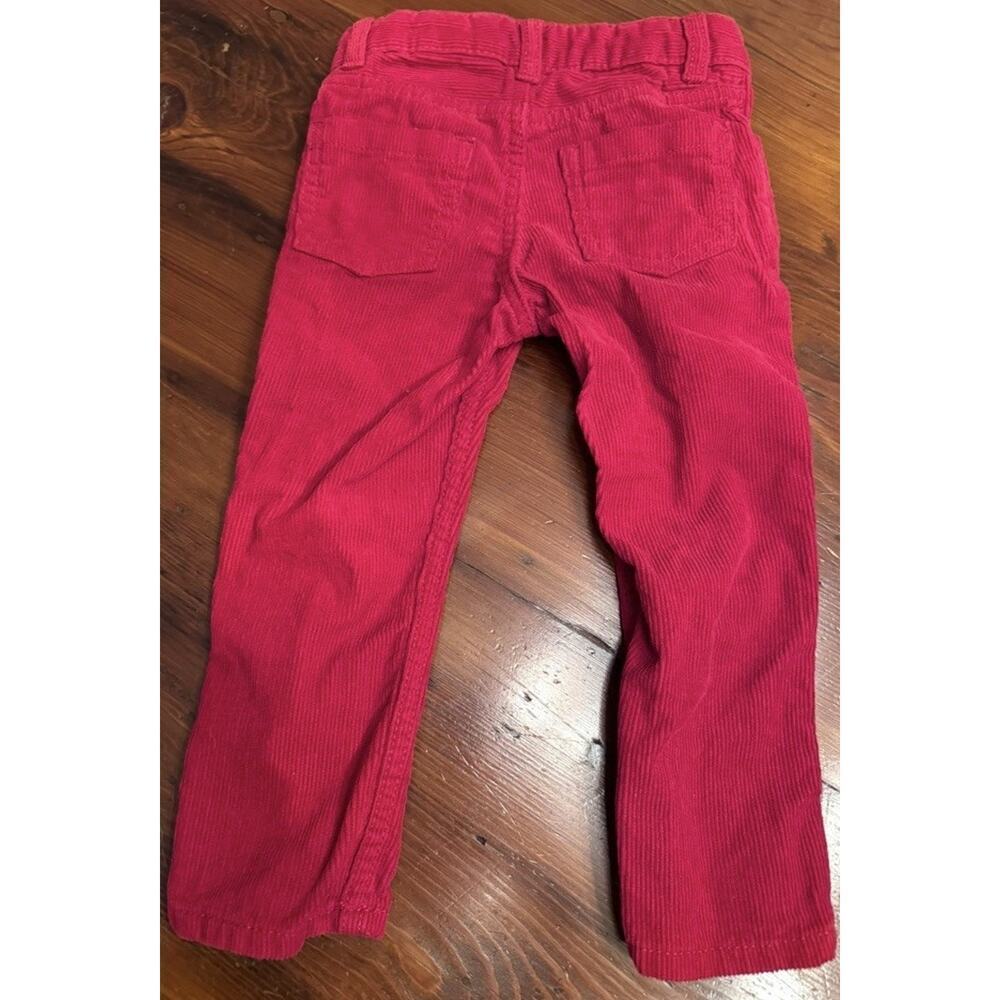 H&M Kids 2T Slim Fit Adjustable Waist Red Corduroy Pants Pockets 100% Cotton